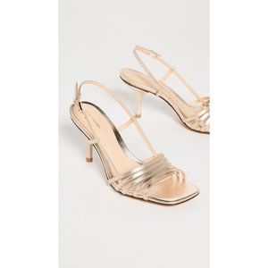 Reformation Elsie Heeled Sandals in Gold 7.5 New